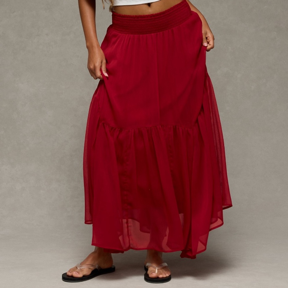 American Eagle Smocked Handkerchief Maxi Skirt